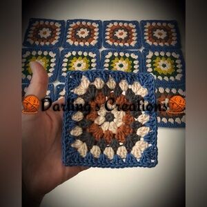 Granny Squares Crocheted Trimmed Handmade 24pcs